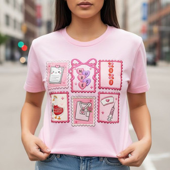 Love & Vitals - Nurse Valentines Embroidered Comfort Colors T-shirt - Thegiftio UK