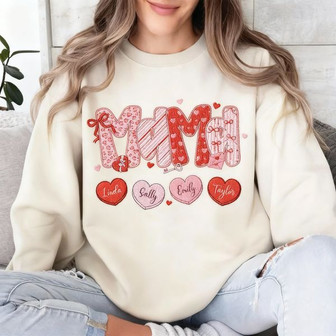Custom Mama Valentine's Embroidered Sweatshirt Gift for Mom - Thegiftio
