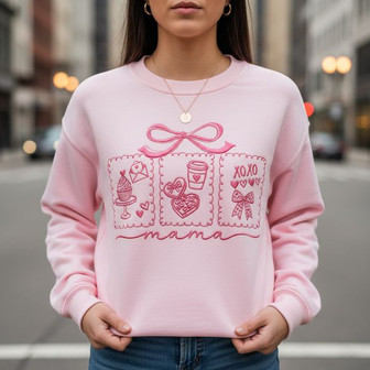 Heartfelt Mom Valentine's Day Embroidered Sweatshirt Gift - Thegiftio