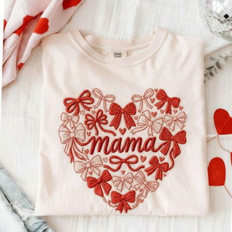 Romantic Coquette Bow Embroidered Comfort Colors T-shirt Gift - Thegiftio UK
