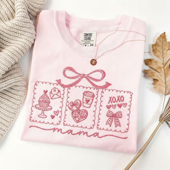 Valentine Mom Gift - Heartfelt Embroidered Comfort Colors T-shirt - Thegiftio