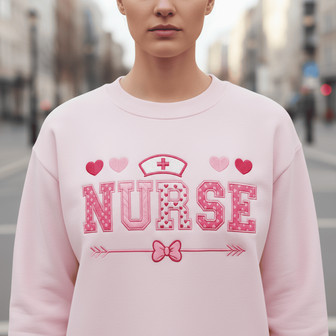 Caring Heart Valentine's Day Nurse Embroidered Sweatshirt - Thegiftio