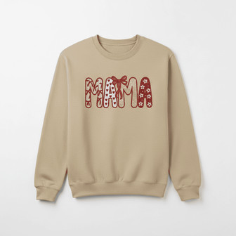 Heartfelt Mama Letter Embroidered Sweatshirt for Valentine's Day - Thegiftio