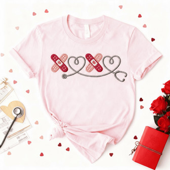 Heartfelt Valentine XOXO Nurse Embroidered Unisex T-shirt Gift - Thegiftio UK