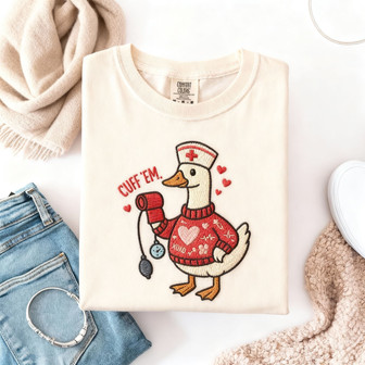 Nurse Practitioner Cuff Embroidered Comfort Colors T-shirt Gift - Thegiftio UK
