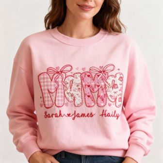 Personalized Kids Name Valentine Mama Embroidered Sweatshirt - Thegiftio