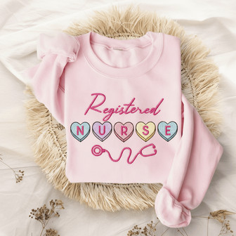 RN Heartfelt Valentine Embroidered Sweatshirt Gift for Nurses - Thegiftio UK