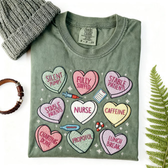 Valentine's Day Nurse Gift - Embroidered Comfort Colors T-shirt - Thegiftio UK