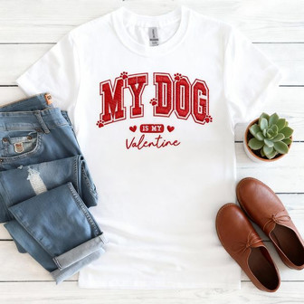 Dog Love Is My Valentine embroidered Unisex T-shirt Gift - Thegiftio UK