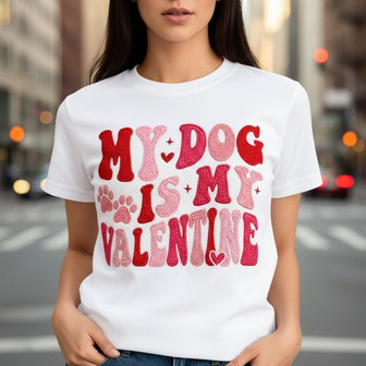 A Dog's Forever Love | Valentine Embroidered Unisex T-shirt - Thegiftio