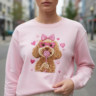 Heartfelt Paw Print Valentine Embroidered Sweatshirt - Thegiftio UK