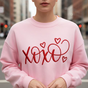 Unforgettable XOXO Valentine's Embrace Embroidered Sweatshirt - Thegiftio UK