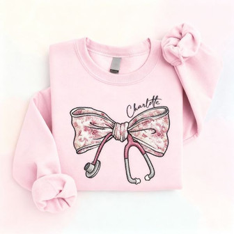 Custom Nurse Toile - Embroidered Bow Sweatshirt for Heroes - Thegiftio UK