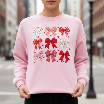 Embrace Romance - Coquette Heart Bow Embroidered Sweatshirt - Thegiftio UK