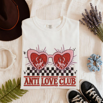 The Exclusive Anti-Valentine Club Embroidered Comfort Colors T-shirt - Thegiftio UK