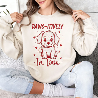 Heartfelt Dog Lover Valentine Embroidered Sweatshirt - Thegiftio