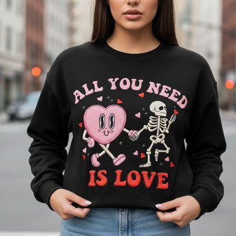Heartfelt Love Message Embroidered Sweatshirt for Valentine's Day - Thegiftio