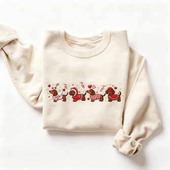 Puppy Love V-Day Dachshund Embroidered Sweatshirt Charm - Thegiftio