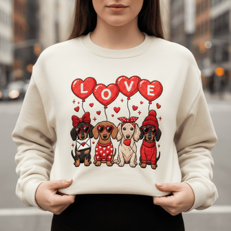 Puppy Love Valentine Embroidered Sweatshirt for Dog Owners - Thegiftio
