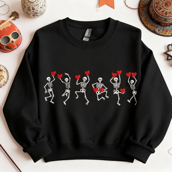 Til Death Do Us Part Skeleton Valentine Embroidered Sweatshirt - Thegiftio UK