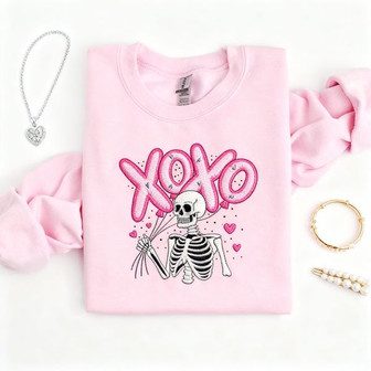 Til Death Do Us Part XOXO Skeleton Embroidered Sweatshirt - Thegiftio UK