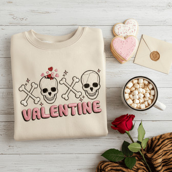 Undying Love XOXO Skeleton Valentine Embroidered Sweatshirt - Thegiftio UK