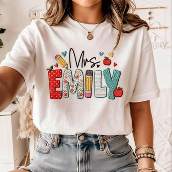 Custom Embroidered Teacher Name Shirt - Best Teacher Gift - Thegiftio