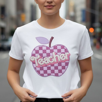 Funny Apple Gift Embroidered Unisex T-shirt for Teachers - Thegiftio UK