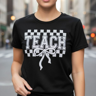 Groovy 90s Vibes Teacher Embroidered Unisex T-shirt - Thegiftio UK