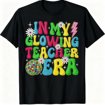 Groovy Glowing Teacher Era Embroidered Unisex T-shirt - Thegiftio UK