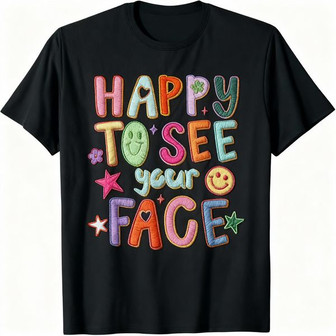 Happy Face Teacher Gift Embroidered Unisex T-shirt - Thegiftio UK