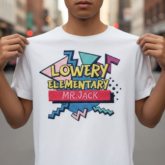 School Spirit 90s Custom Teacher Embroidered Unisex Tee Gift - Thegiftio UK