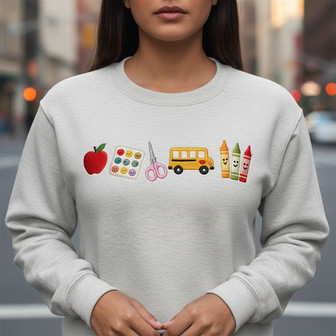 Show Your Appreciation - Apple Embroidered Teacher Sweatshirt - Thegiftio UK