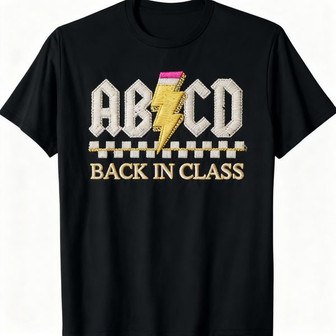 Teachers Rock Back In Class - Embroidered Unisex ABCD T-shirt - Thegiftio UK