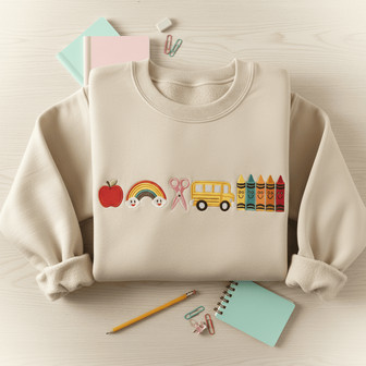Apple of My Eye Teacher Embroidered Sweatshirt Back to School - Thegiftio