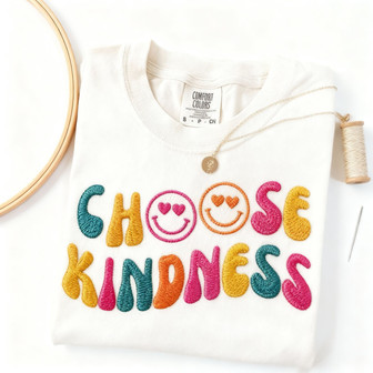 Choose Kindness Embroidered Comfort Colors Teacher T-shirt - Thegiftio UK