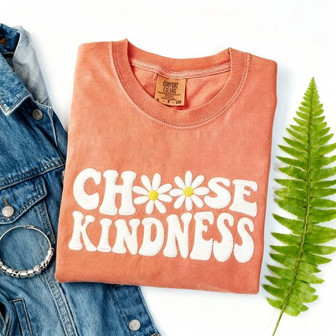 Daisy Power - Kindness Teacher Embroidered Comfort Colors T-shirt - Thegiftio UK
