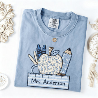 Your Embroidered Comfort Colors Custom Teacher Gift Tee - Thegiftio