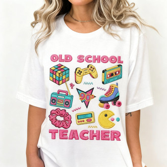 Retro Brights 90s Teacher Embroidered Unisex T-shirt - Thegiftio UK
