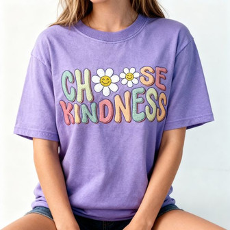 Spread Joy - Embroidered Kindness Teacher Comfort Colors Tee - Thegiftio UK