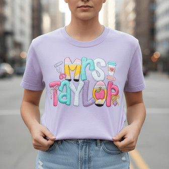 Teacher's Heart Custom Embroidered Comfort Colors Shirt - Thegiftio