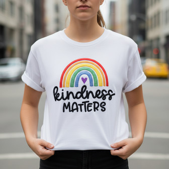 Rainbow Kindness - Teacher Appreciation Embroidered Unisex T-shirt - Thegiftio UK