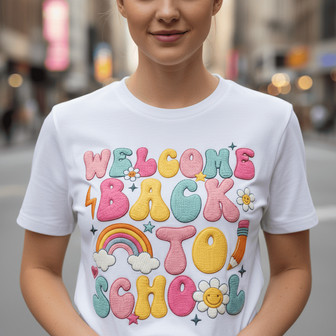 Your Retro Back-to-School Teacher Embroidered Unisex T-shirt - Thegiftio