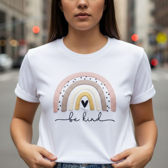 Uplifting Kindness Rainbow Embroidered Unisex T-shirt Gift - Thegiftio UK