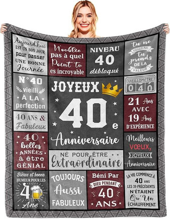 Cadeau 40 Ans Homme, Cadeau Homme 40 Ans, Decoration Deco Anniversaire 40 Ans Homme, Idée Idee De Cadeau Rigolo Homme 40 Ans, Cadeau Papa Oncle FrèRe Mari, 40èMe 40e 1985 Couverture 150x130CM - Cadeauxyz