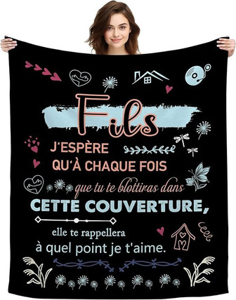 Cadeau Pour Fils De Maman Ou Papa, Cadeau D'Anniversaire Pour Fils, Cadeau Pour Fils Noël Couverture Plaid Cadeau Homme Original Couverture DéCorative Couverture De ChâLe (Fils-A) - Cadeauxyz