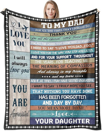 Couvertures Pour Papa De La Part D'Une Fille - 152, Cadeau D'Anniversaire Pour Papa - Cadeau D'Anniversaire Pour Papa - Cadeau IdéAl - Couverture Polaire Douce Et Confortable - Idée Cadeau - Cadeauxyz