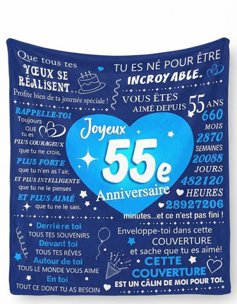 Original 55 Ans Homme Cadeau Plaid Couverture Cadeau D'Anniversaire Pour 55 Ans Papa Ami Mari Oncle Grand-PèRe Cadeau 55èMe Anniversaire Souvenir Idée Canapé Couverture De Sieste (55e) - Cadeauxyz