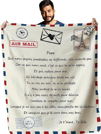 Plaid Personnalisé Doux Pour Offrir à Son PèRe De La Part De Sa Fille. Idée Cadeau Insolite Utile Pour Un Anniversaire Noel La FêTe Des PèRes. Couverture Couvre Lit Pour La Deco - Cadeauxyz