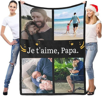 Plaide Personnalisée Photo, Plaid Personnalise, Couverture Personnalisé, Plaide Personnaliser, Cadeau Papa Personnalisé, Cadeau Saint Valentin Homme - Cadeauxyz